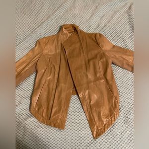 Cream Brown Leather Jacket
